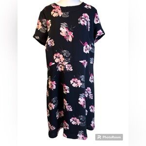 Talbots Black and Pink Floral Dress - Size 16W